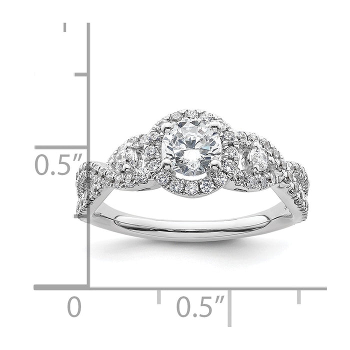 Exclusive 14K White Gold Halo Engagement Ring, Accommodates 1/2 Carat Stone-7