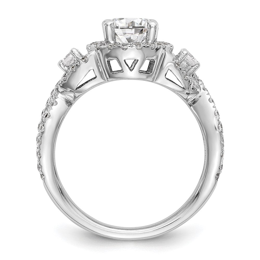Exclusive 14K White Gold Halo Engagement Ring for 1 Carat Round Center