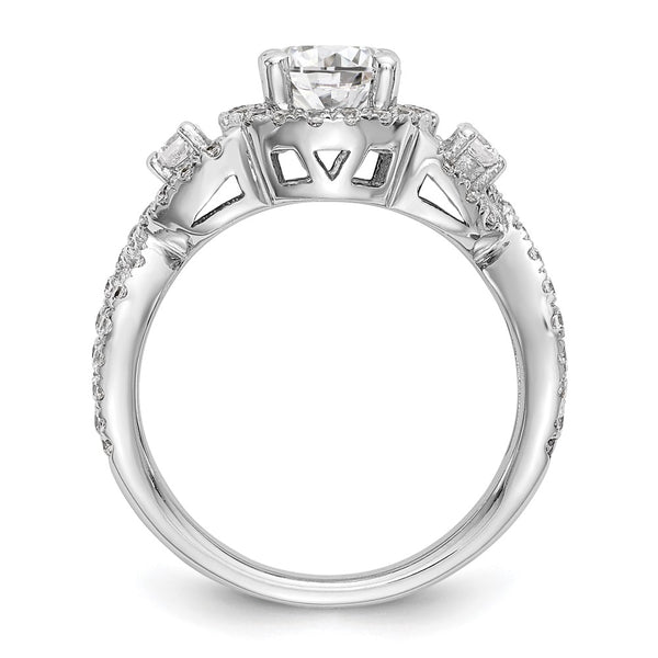 14K White Gold Halo Engagement Ring for 1 Carat Round Center