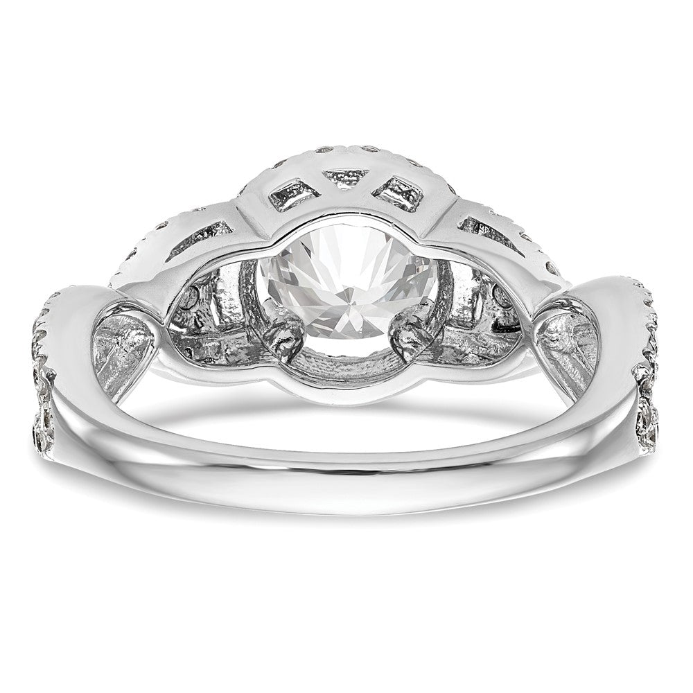 Exclusive 14K White Gold Halo Engagement Ring for 1 Carat Round Center