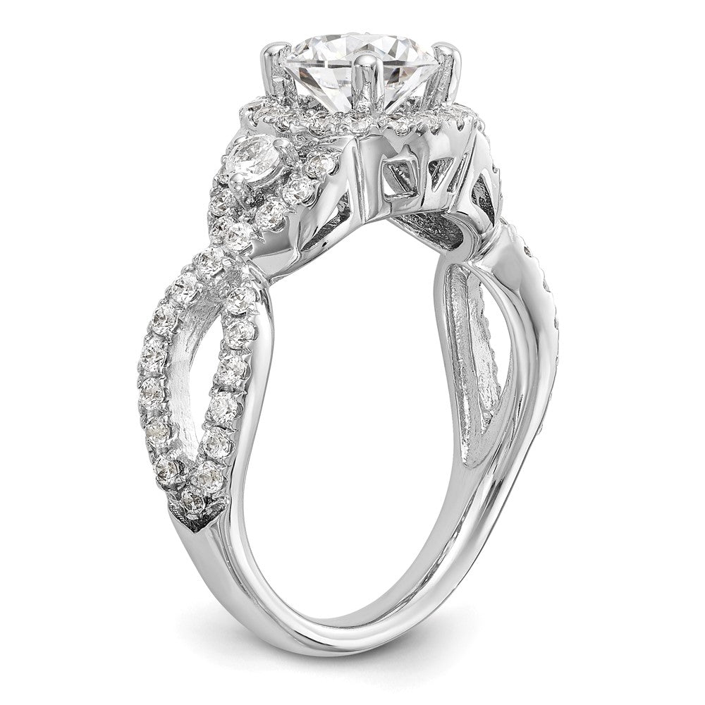 Exclusive 14K White Gold Halo Engagement Ring for 1 Carat Round Center