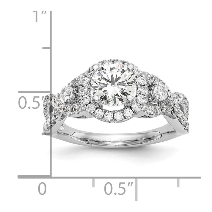 Exclusive 14K White Gold Halo Engagement Ring for 1 Carat Round Center-8