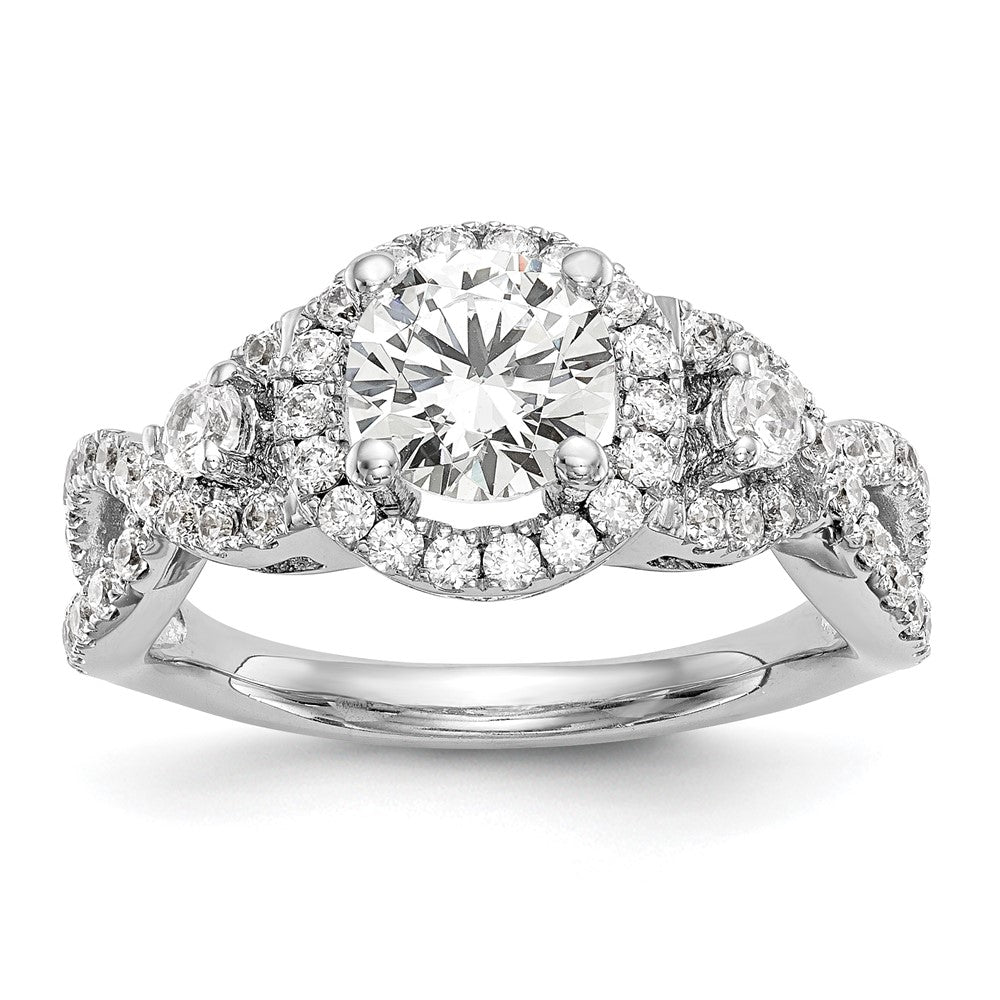 Exclusive 14K White Gold Halo Engagement Ring for 1 Carat Round Center