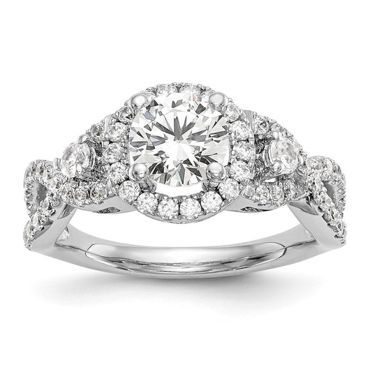 Exclusive 14K White Gold Halo Engagement Ring for 1 Carat Round Center