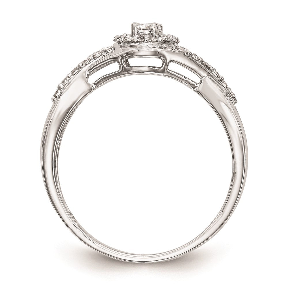 Exclusive 10K White Gold Halo Engagement Ring - 1/10 Carat Center Stone, Stylish 1/5 Carat Total Diamond Weight