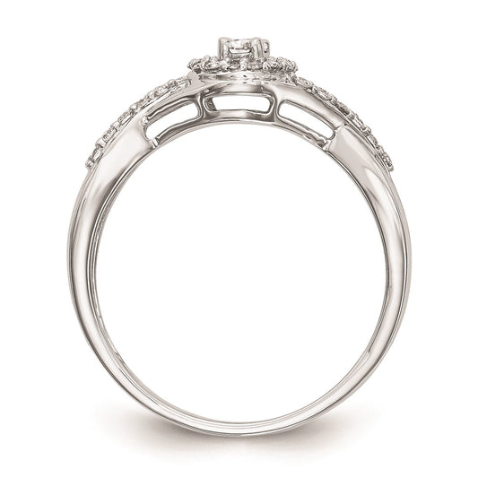 Exclusive 10K White Gold Halo Engagement Ring - 1/10 Carat Center Stone, Stylish 1/5 Carat Total Diamond Weight