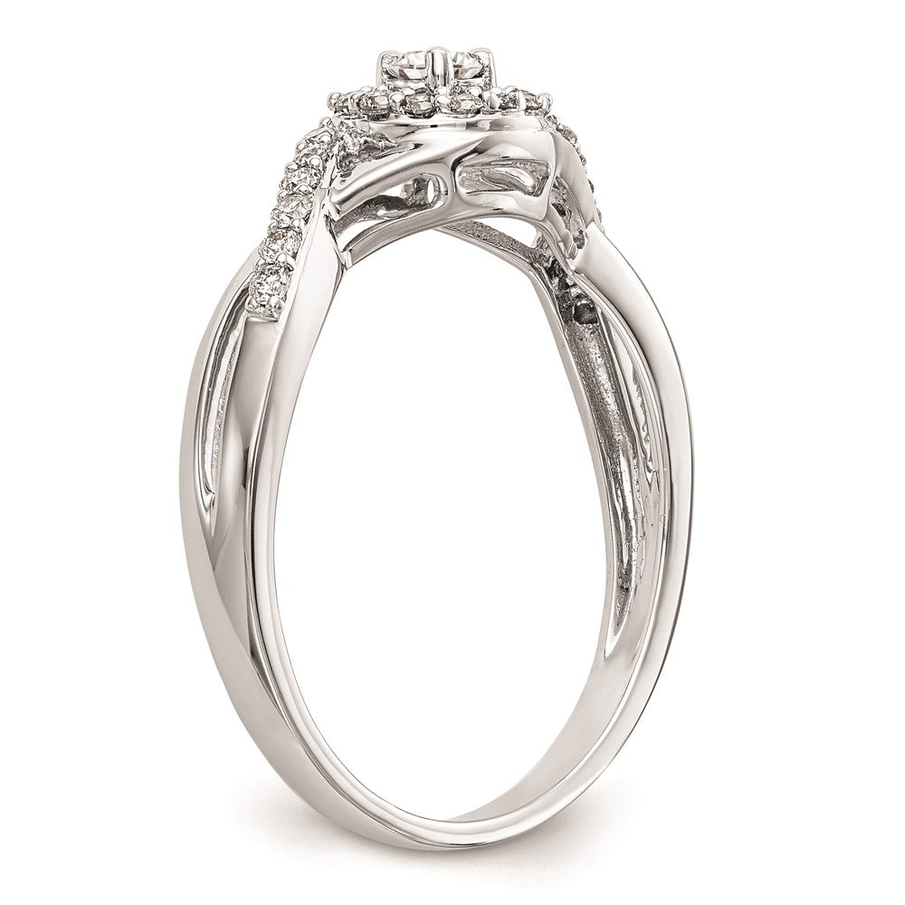 Exclusive 10K White Gold Halo Engagement Ring - 1/10 Carat Center Stone, Stylish 1/5 Carat Total Diamond Weight