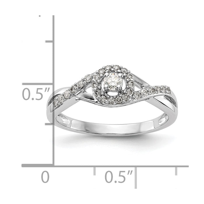 Exclusive 10K White Gold Halo Engagement Ring - 1/10 Carat Center Stone, Stylish 1/5 Carat Total Diamond Weight-8
