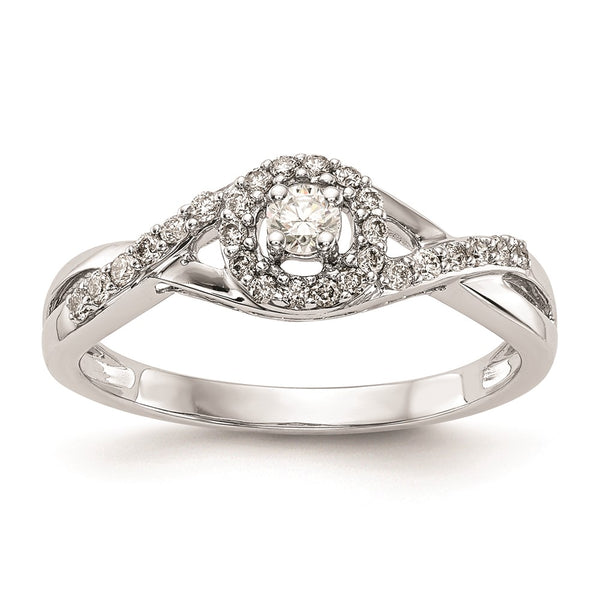 Exclusive 10K White Gold Halo Engagement Ring - 1/10 Carat Center Stone, Stylish 1/5 Carat Total Diamond Weight