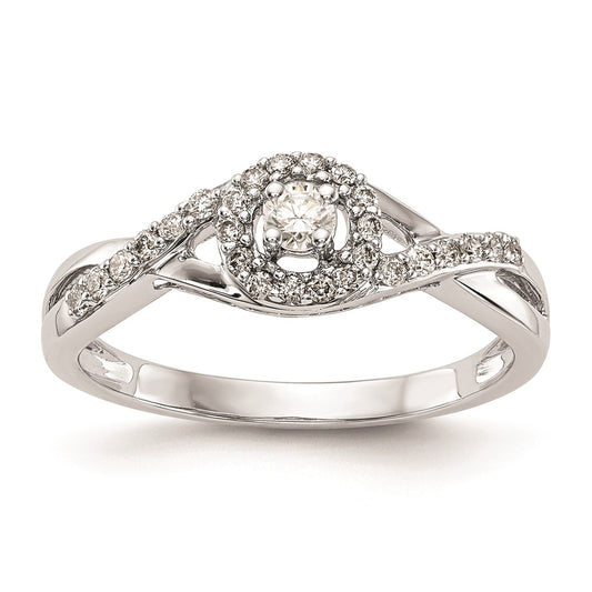 Exclusive 10K White Gold Halo Engagement Ring - 1/10 Carat Center Stone, Stylish 1/5 Carat Total Diamond Weight