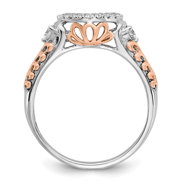 14K Two-Tone Halo Engagement Ring Semi-Mount with 1/4 Carat Diamond