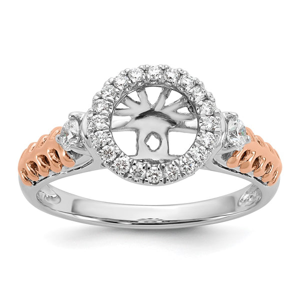 14K Two-Tone Halo Engagement Ring Semi-Mount with 1/4 Carat Diamond