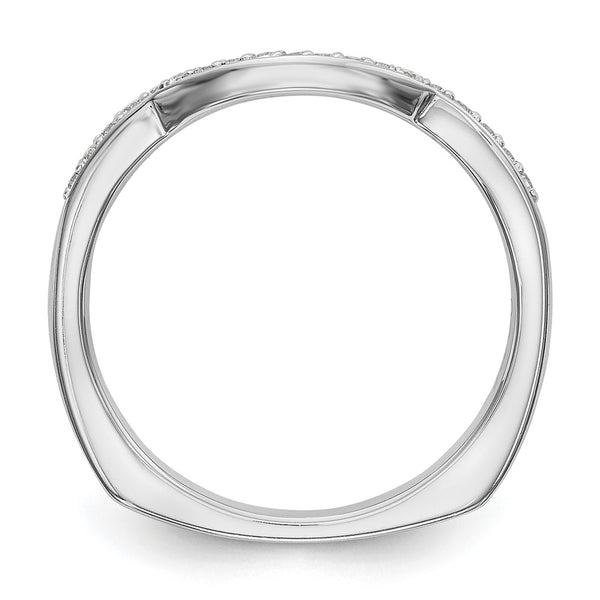 14K White Gold Contoured Wedding Band, 1/10 Carat Diamond