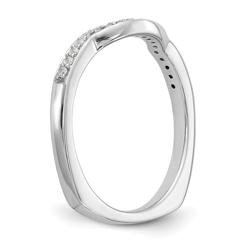 High-Quality 14K White Gold Contoured Wedding Band, 1/10 Carat Diamond - Stylish Value