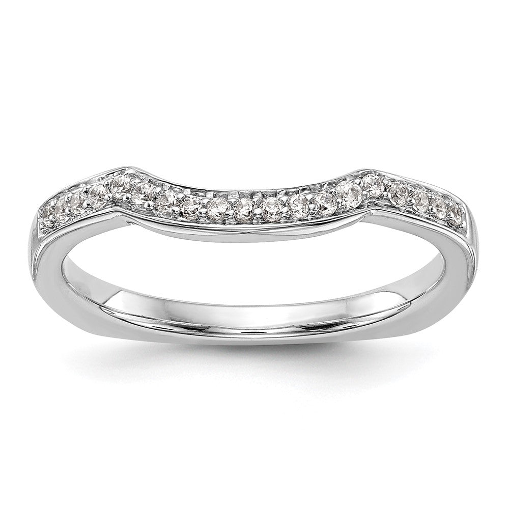 High-Quality 14K White Gold Contoured Wedding Band, 1/10 Carat Diamond - Stylish Value