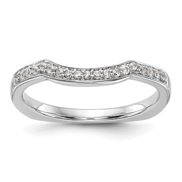 14K White Gold Contoured Wedding Band, 1/10 Carat Diamond