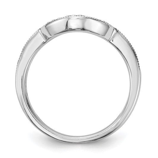 Buy Stylish 14K White Gold Contoured Wedding Band with 1/8 Carat Diamonds