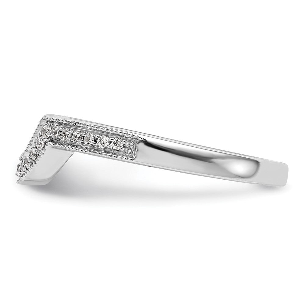 Buy Stylish 14K White Gold Contoured Wedding Band with 1/8 Carat Diamonds