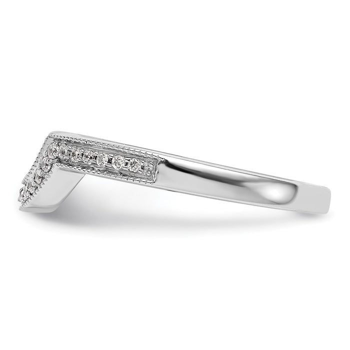 Buy Stylish 14K White Gold Contoured Wedding Band with 1/8 Carat Diamonds-3