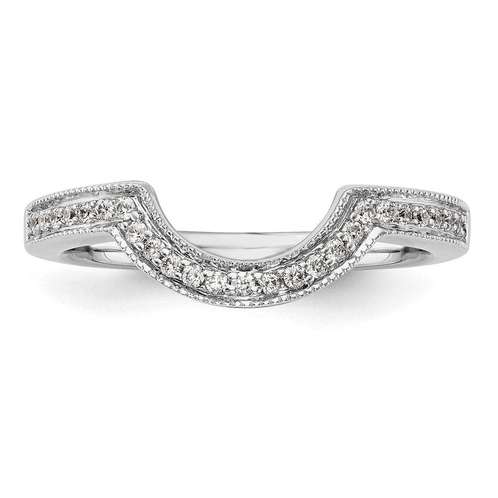 Buy Stylish 14K White Gold Contoured Wedding Band with 1/8 Carat Diamonds