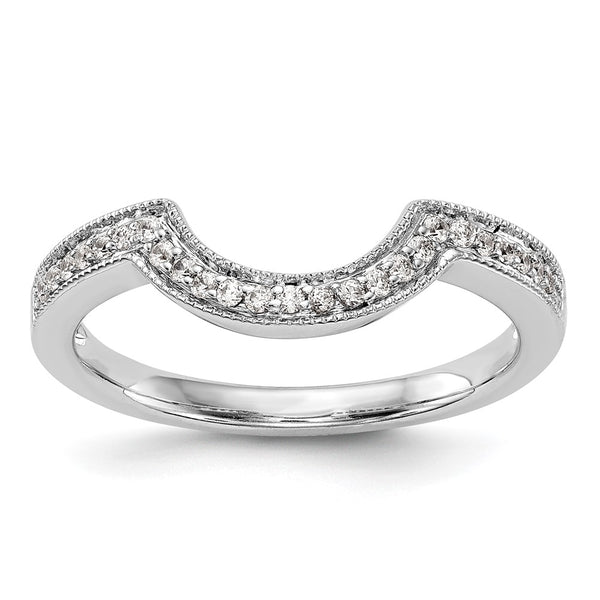 14K White Gold Contoured Wedding Band with 1/8 Carat Diamonds - Style GR1-1022804