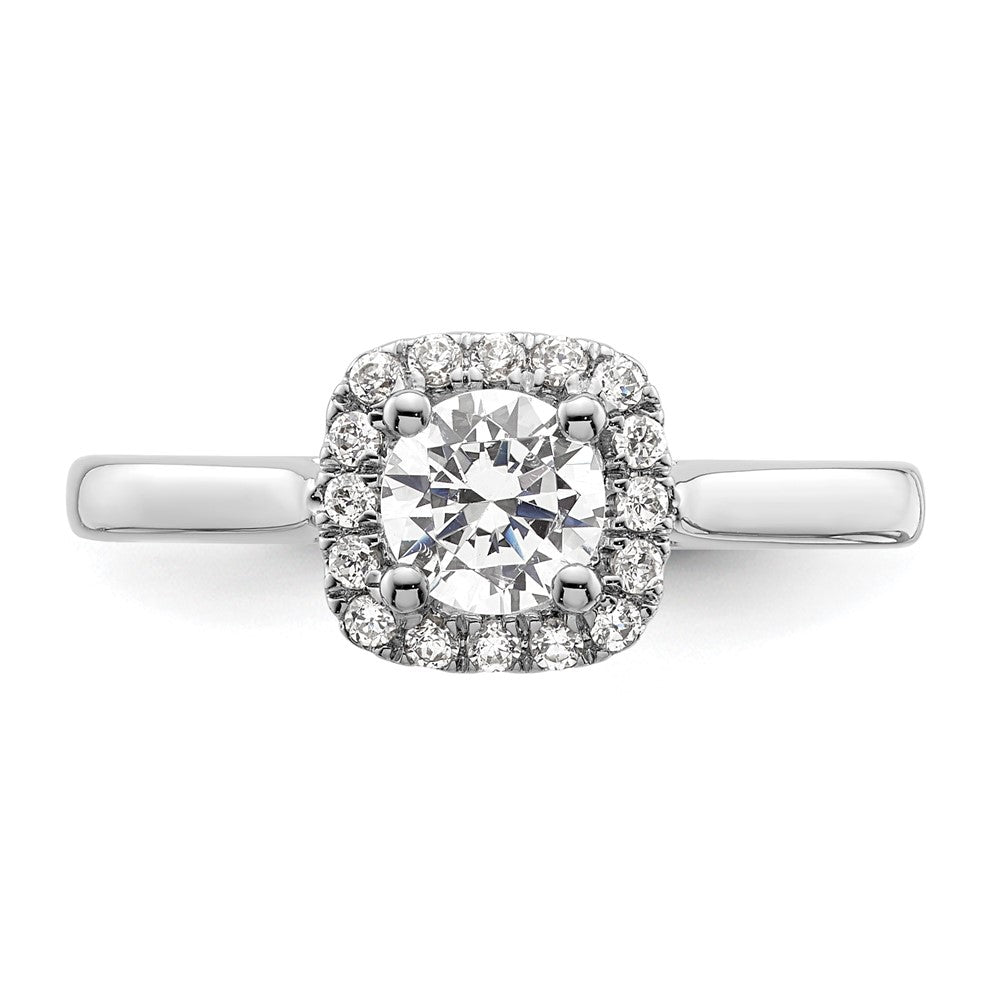 Exclusive 14K White Gold Halo Semi-Mount Engagement Ring for 1/2 Carat