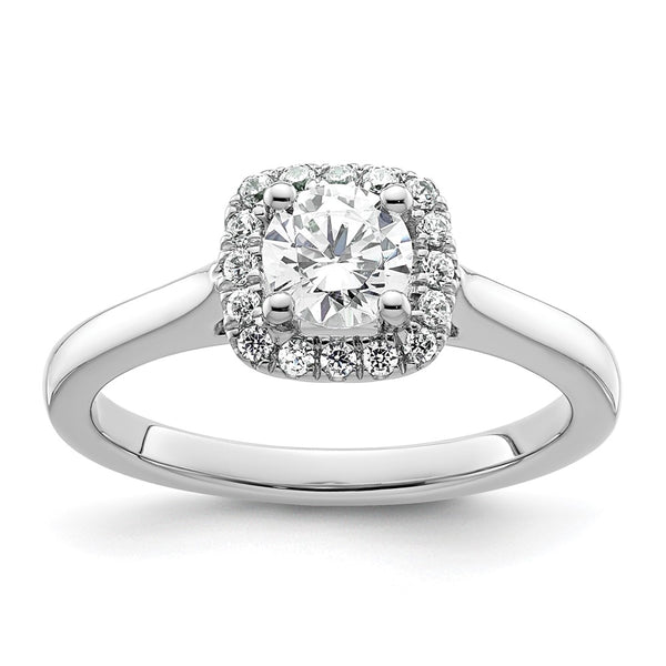 14K White Gold Halo Semi-Mount Engagement Ring for 1/2 Carat