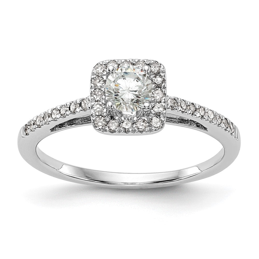 Buy 14K White Gold Halo Engagement Ring, 1/3 Carat Center, Stylish Value!
