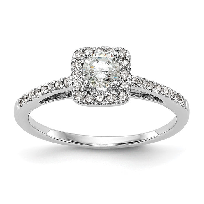 Buy 14K White Gold Halo Engagement Ring, 1/3 Carat Center, Stylish Value!-1