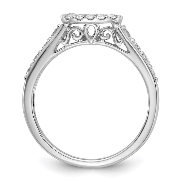 14K White Gold Halo Engagement Ring, 1/2 Carat Diamond