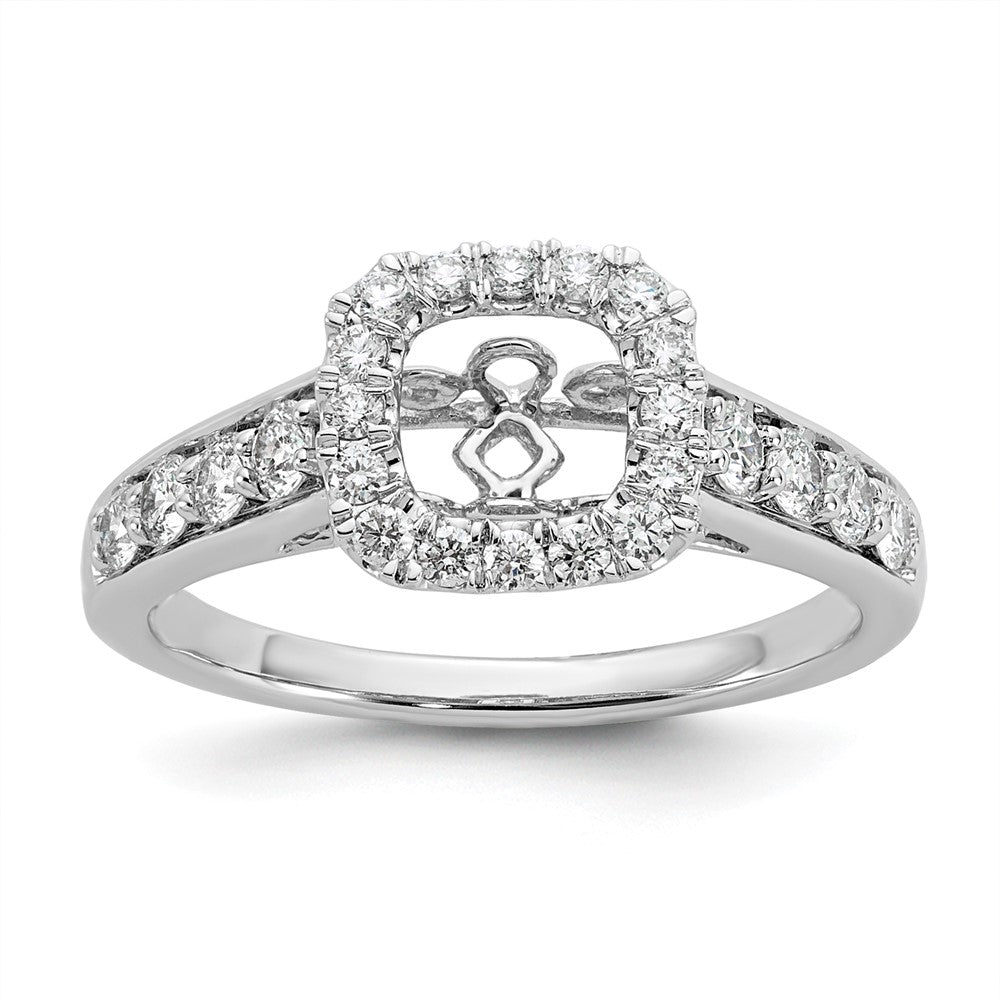 Buy 14K White Gold Halo Engagement Ring, 1/2 Carat Diamond - Stylish Design!