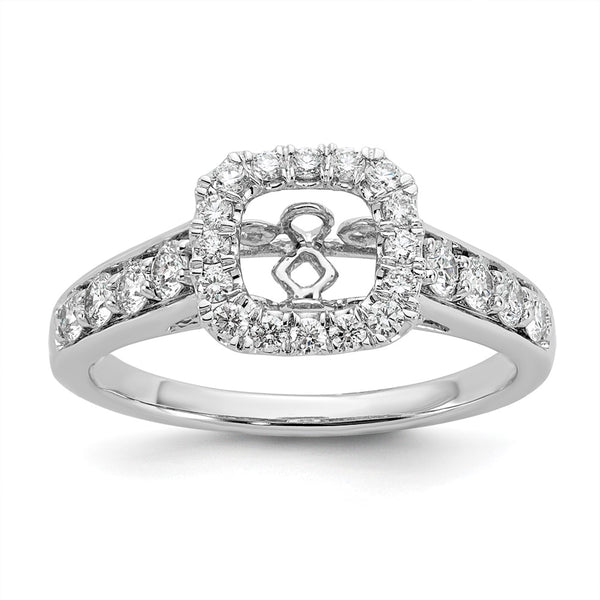 14K White Gold Halo Engagement Ring, 1/2 Carat Diamond