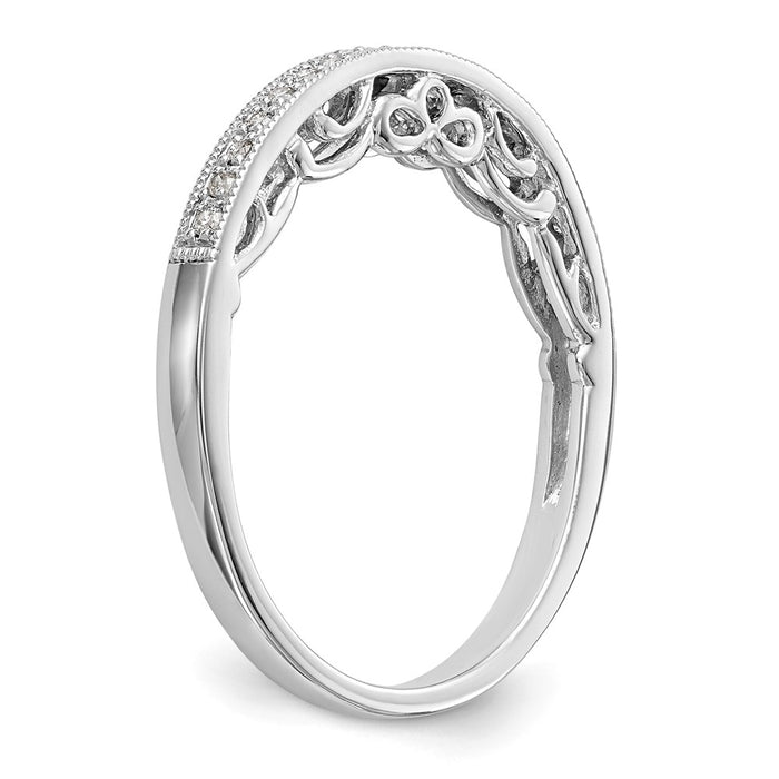 Buy Stylish 14K White Gold Wedding Band Set with 1/10 Carat Diamonds-6
