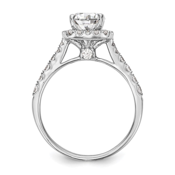 14K White Gold Halo Semi-Mount Engagement Ring, 1/2 Carat Diamond