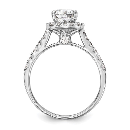 High-Quality 14K White Gold Halo Semi-Mount Engagement Ring, 1/2 Carat Diamond, Stylish Value