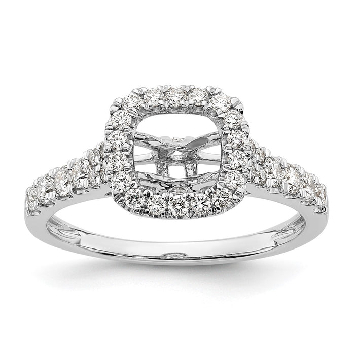 High-Quality 14K White Gold Halo Semi-Mount Engagement Ring, 1/2 Carat Diamond, Stylish Value-9