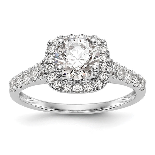 14K White Gold Halo Semi-Mount Engagement Ring, 1/2 Carat Diamond