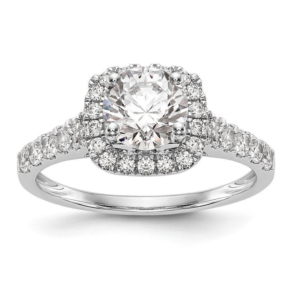 High-Quality 14K White Gold Halo Semi-Mount Engagement Ring, 1/2 Carat Diamond, Stylish Value