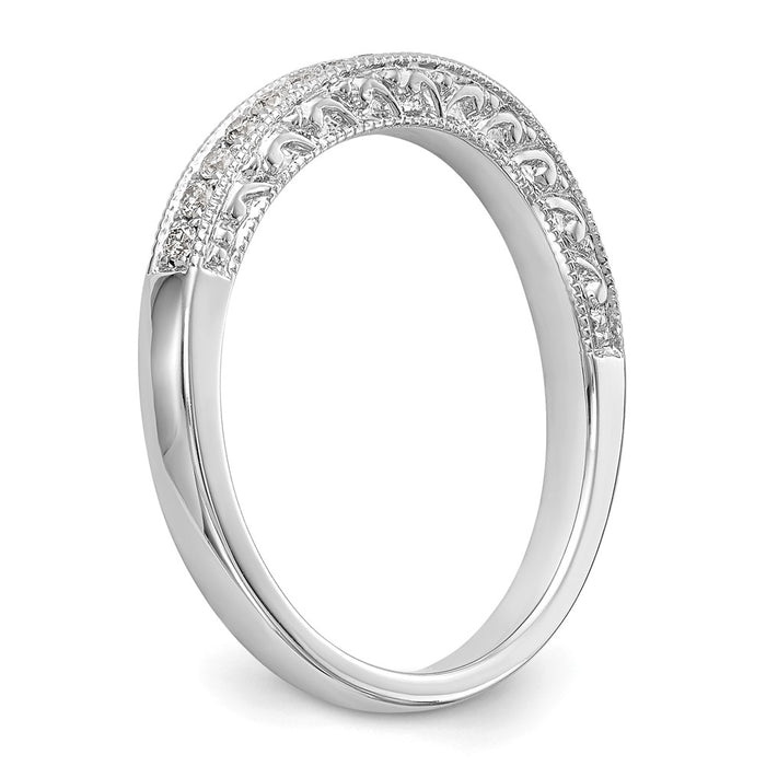 Buy Stylish 14K White Gold Contoured Wedding Band - 1/5 Carat Diamond Value-6