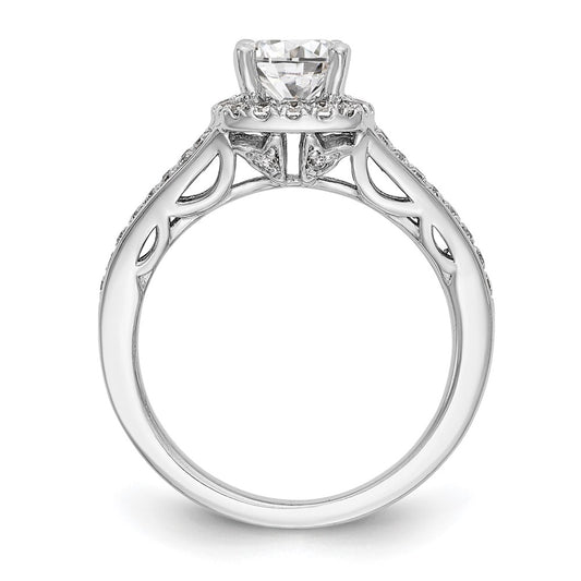 High-Quality 14K White Gold Halo Semi-Mount Engagement Ring for 1 Carat