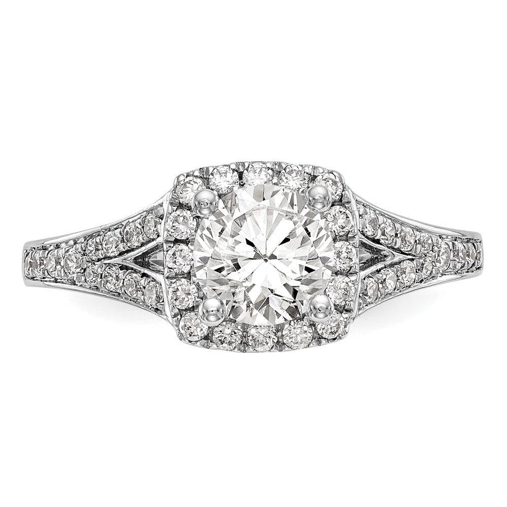 High-Quality 14K White Gold Halo Semi-Mount Engagement Ring for 1 Carat
