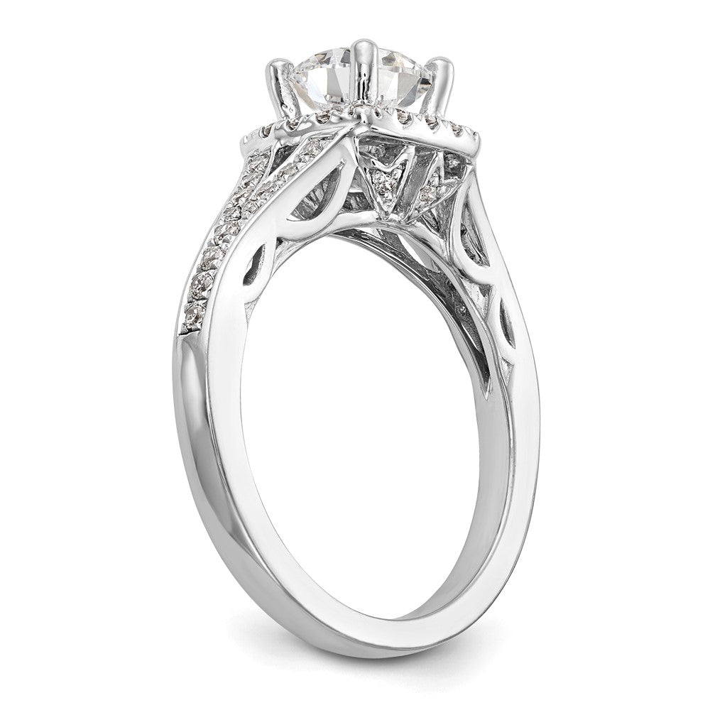 High-Quality 14K White Gold Halo Semi-Mount Engagement Ring for 1 Carat