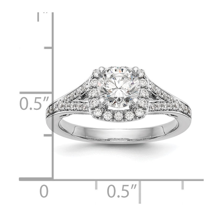 High-Quality 14K White Gold Halo Semi-Mount Engagement Ring for 1 Carat-7