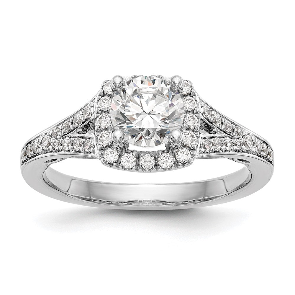 High-Quality 14K White Gold Halo Semi-Mount Engagement Ring for 1 Carat