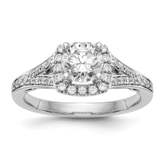 High-Quality 14K White Gold Halo Semi-Mount Engagement Ring for 1 Carat