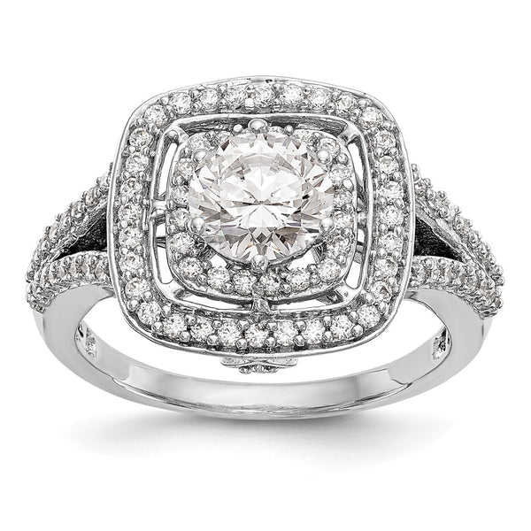 14K White Gold Double Halo Engagement Ring for 1 Carat