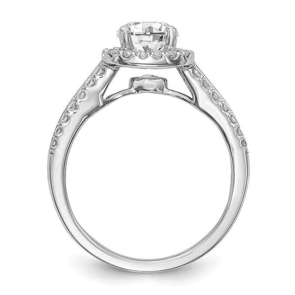 14K White Gold Halo Engagement Ring for 1 Carat Stone
