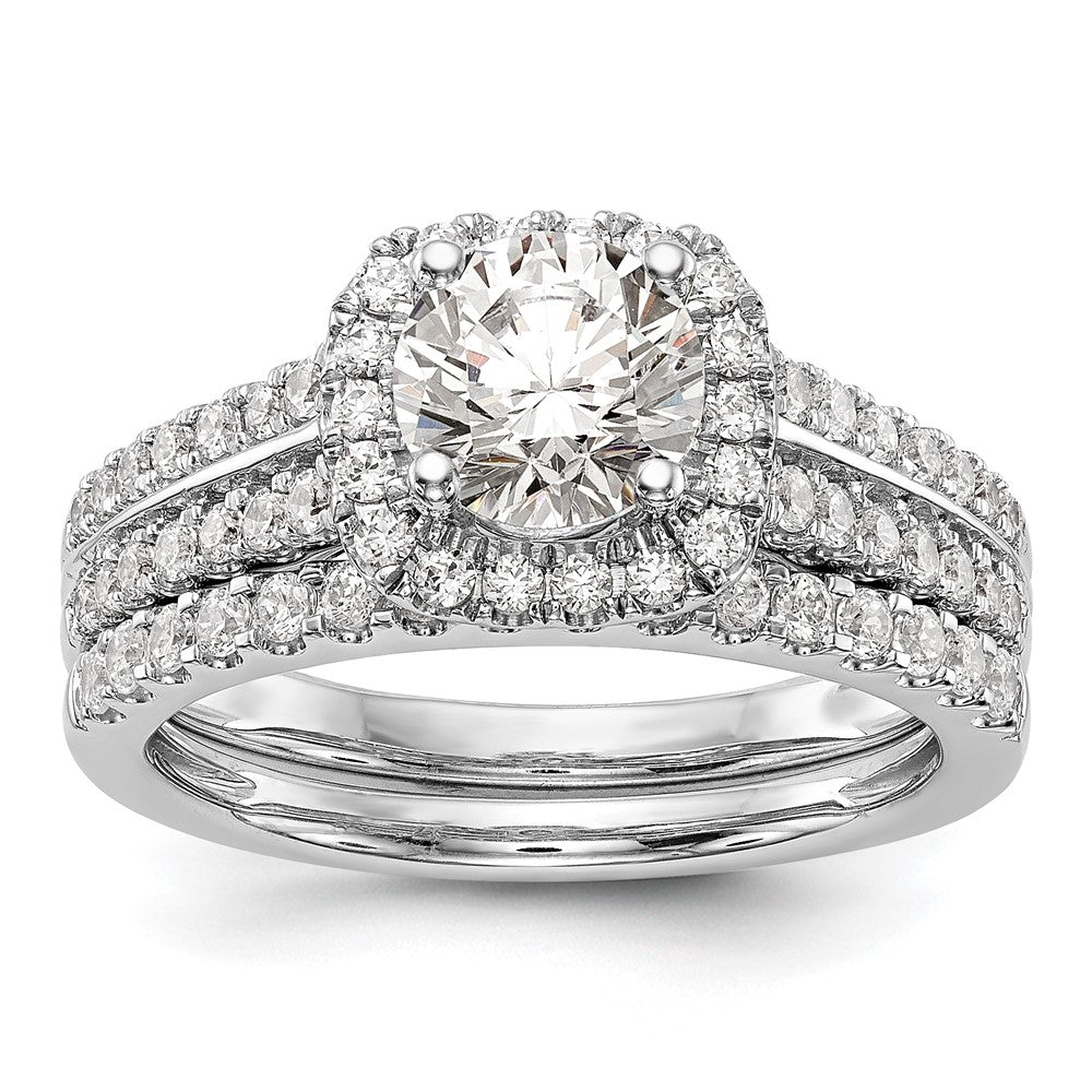 High-Quality 14K White Gold Halo Engagement Ring for 1 Carat Stone - Stylish Value
