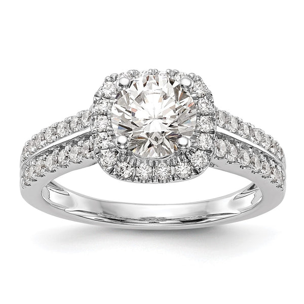 14K White Gold Halo Engagement Ring for 1 Carat Stone