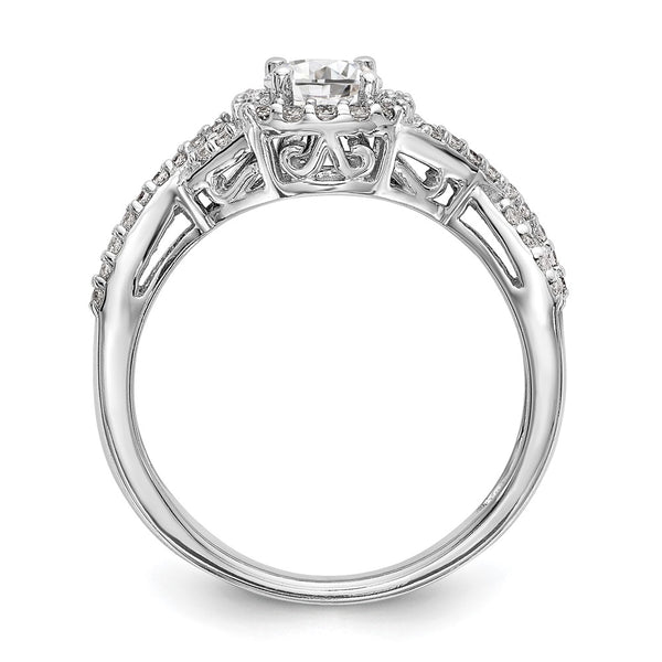 14K White Gold Halo Engagement Ring for 1/2 Carat Center